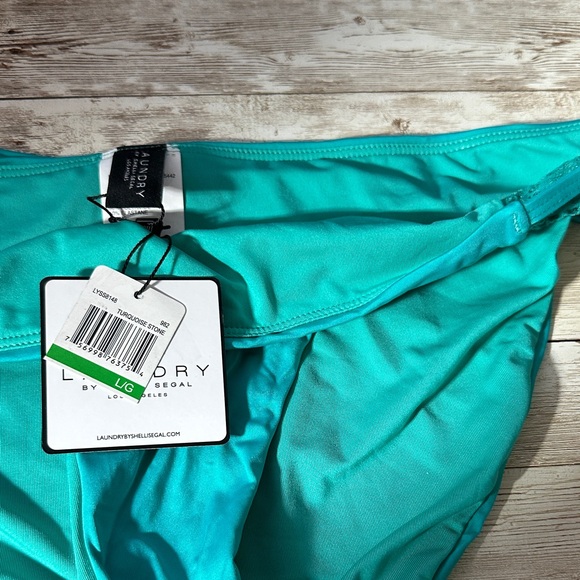 NWT Laundry by Shelli Segal Women's Scallop Lace Bikini Bottom Size Large Teal - Picture 3 of 6
